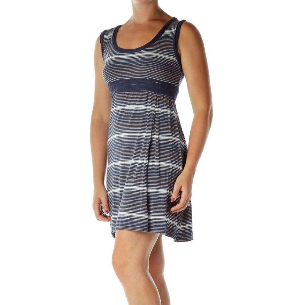 Max Studio Navy Striped Dress - Picture 3 of 3